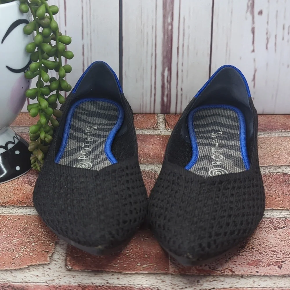 Rothy's The Point Black Ballet‎ Flats Comfort Casual Knit Sustainable Women's 8